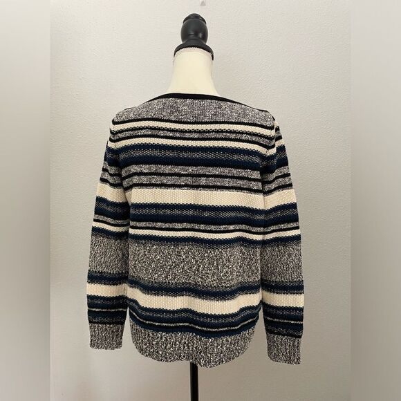 Vince Boucle Knit Textured Wool Blend Striped Boatneck Sweater Size Small - Picture 8 of 10